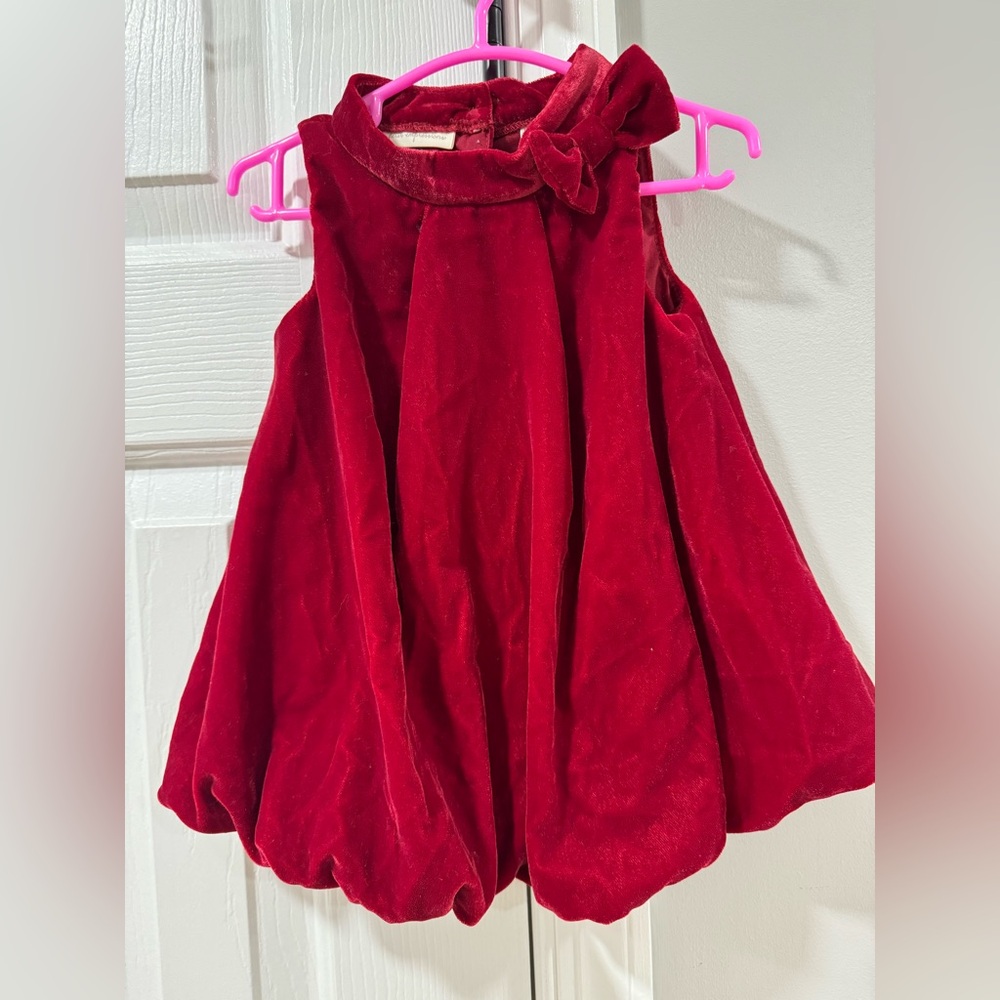 First Impressions Baby girl Suede Burgundy dress. Sz 6-9 months